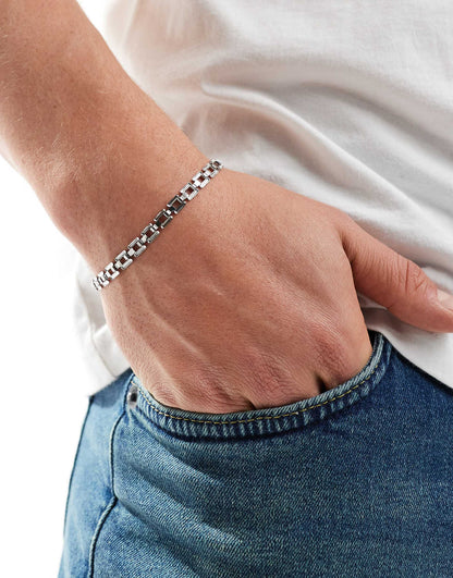 Waterproof Stainless Steel Square Chain Bracelet