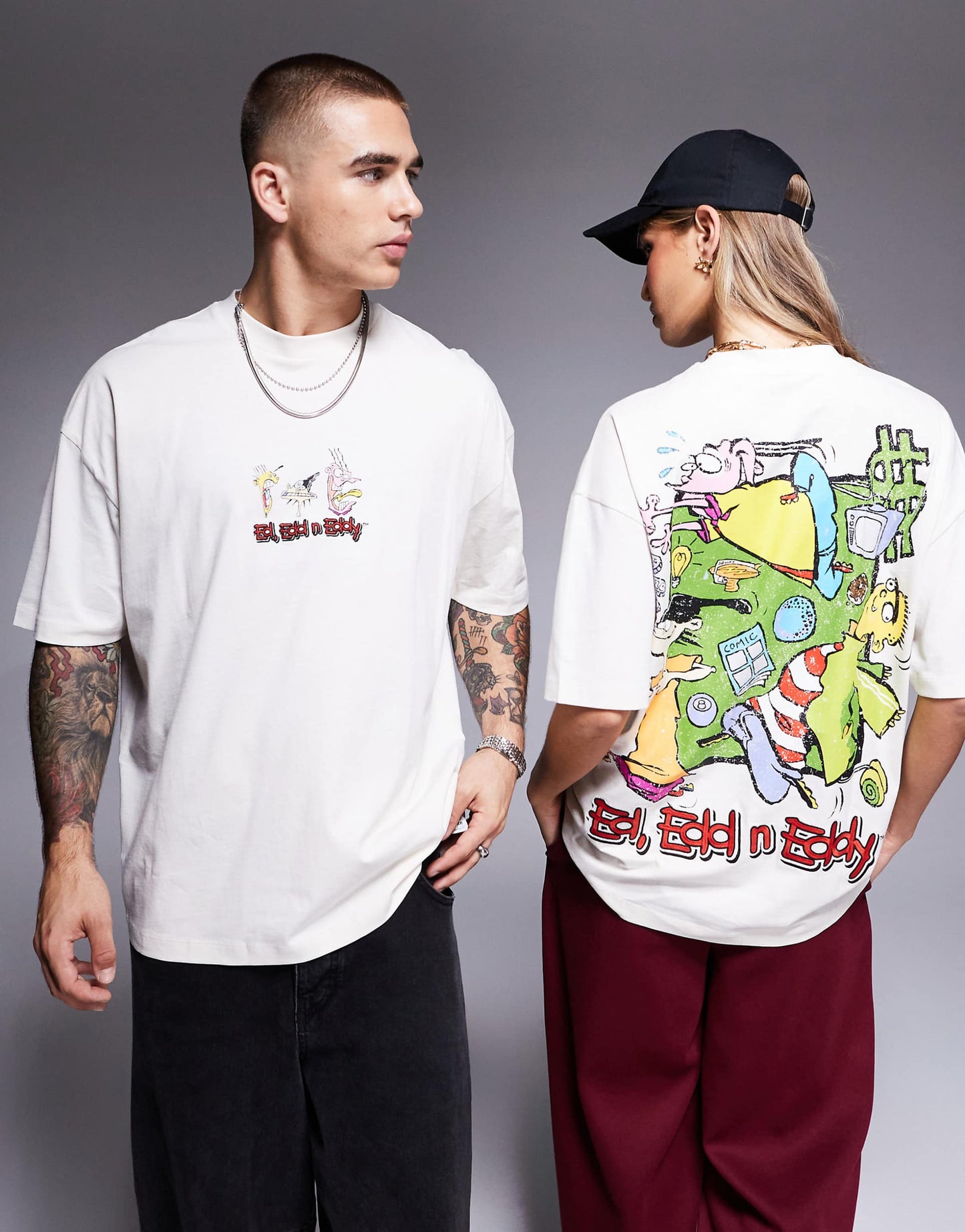 Unisex Oversized License T-Shirt With Ed, Edd N Eddy Prints