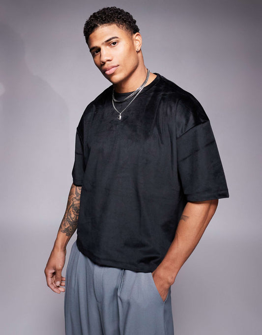 Boxy Oversized Velour T-Shirt