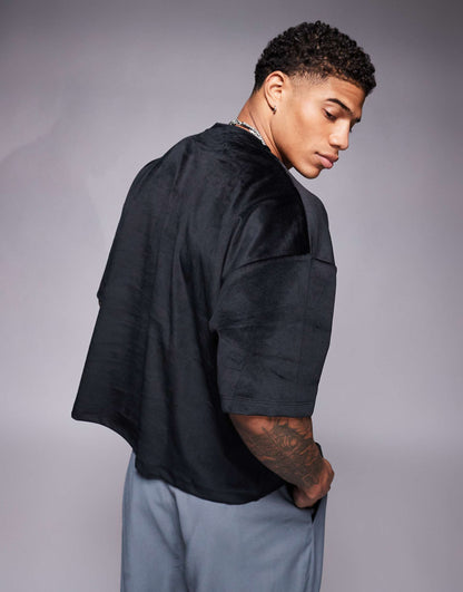 Boxy Oversized Velour T-Shirt