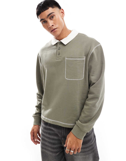Boxy Oversized Polo With Contrast Stitching