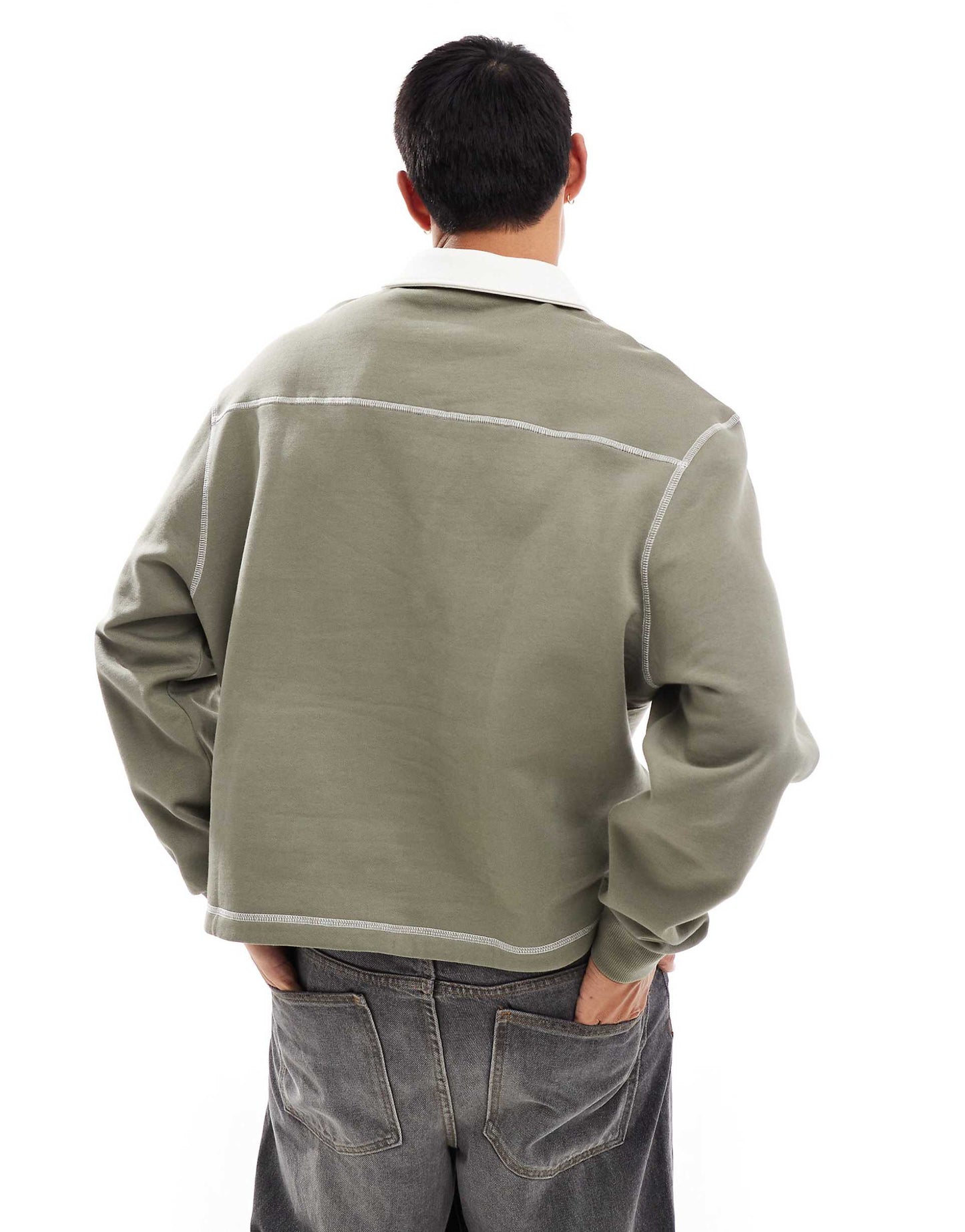 Boxy Oversized Polo With Contrast Stitching