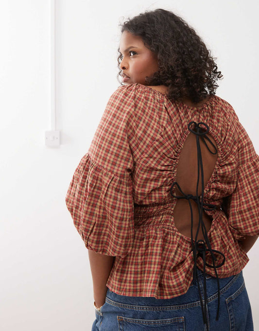 Plus Bubble Sleeve Smock Top