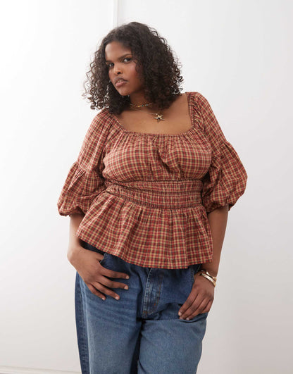 Plus Bubble Sleeve Smock Top