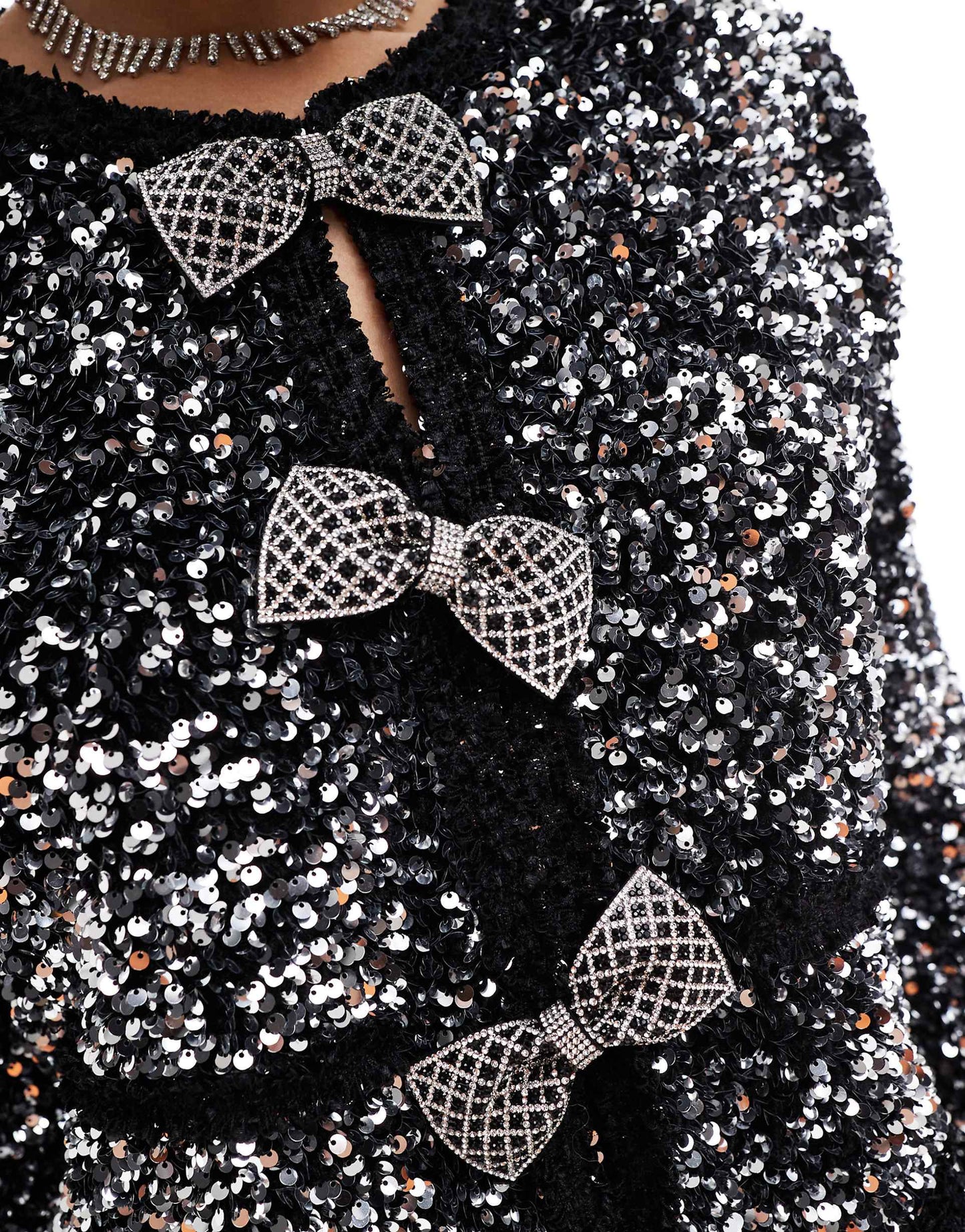 Sequin And Rhinestone Bow Extravaganza Jacket