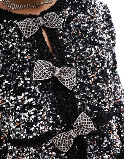 Sequin And Rhinestone Bow Extravaganza Jacket