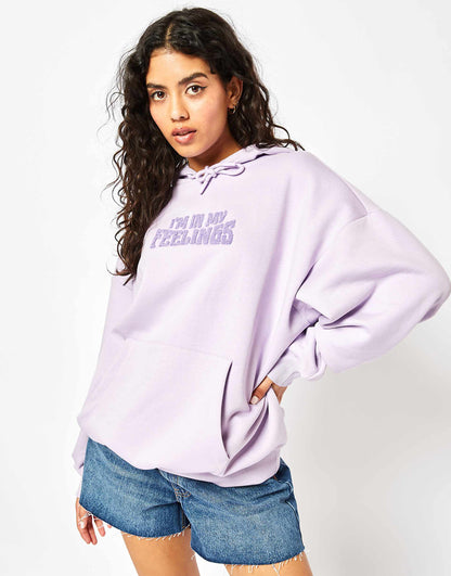 London In My Feelings Lilac Oversized Hoodie