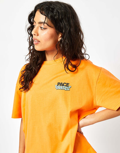 London Pace Yourself Oversized Orange T-Shirt