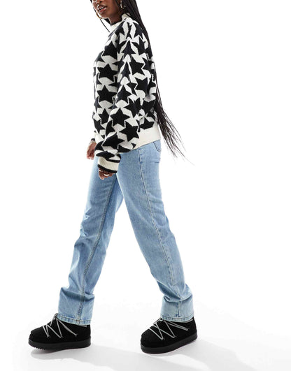 Funnel Neck Star Knit Jumper