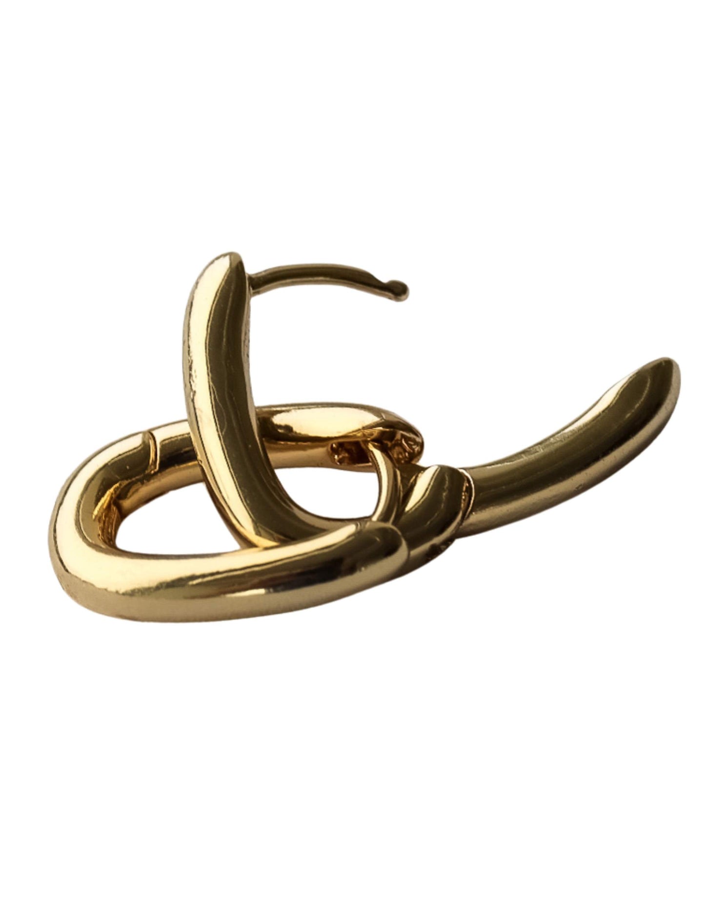 Gold Plated Sterling Silver Long Oval Huggie Earrings