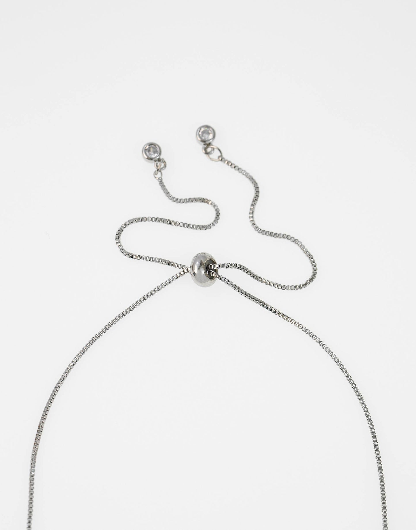 Rhodium Diamond Simulant Baguette Necklace & Earrings Set