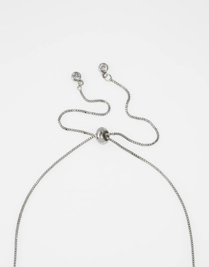 Rhodium Diamond Simulant Baguette Necklace & Earrings Set