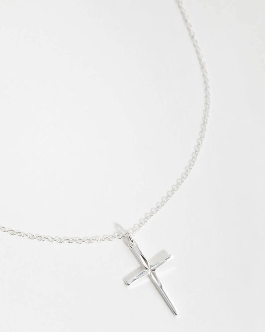 Sterling Silver Diamond Cut Cross Necklace