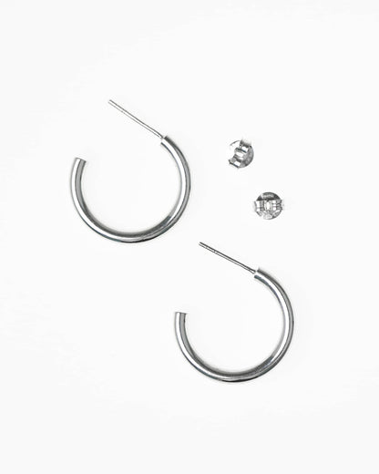 Sterling Silver Thick Open Hoop Earrings