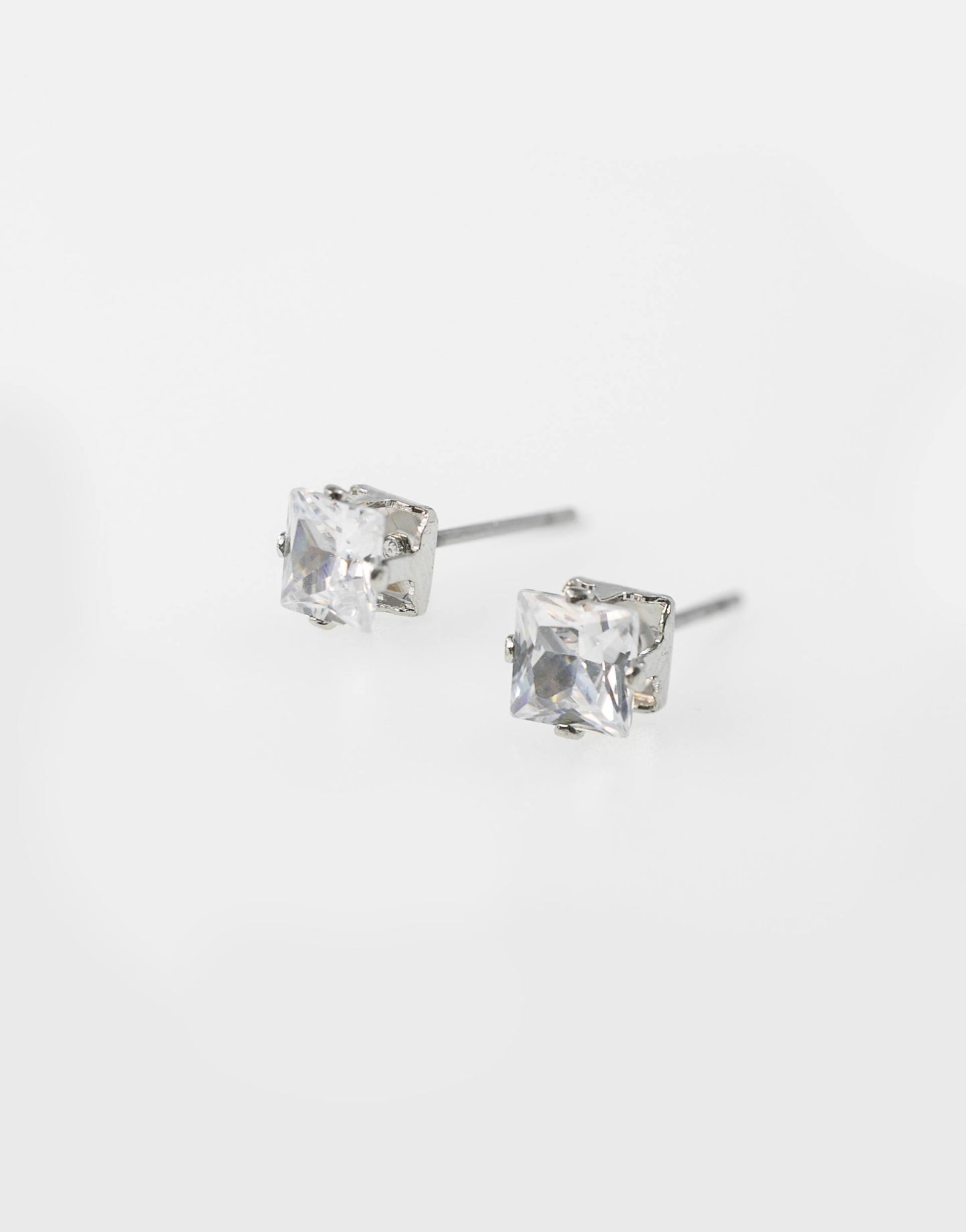 Rhodium Square Diamond Simulant Bracelet & Earrings Set