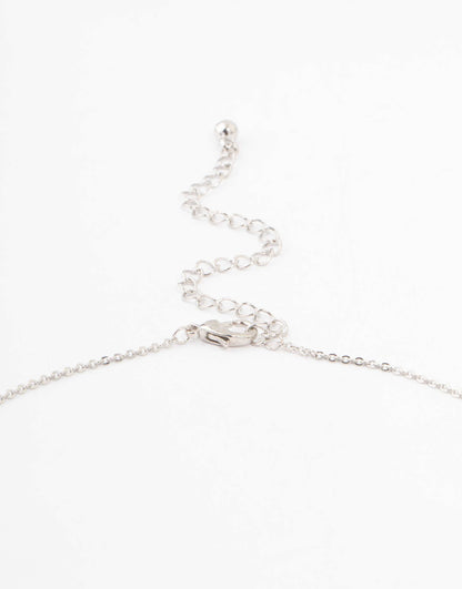 Diamond Simulant Slanted Earrings Necklace Set