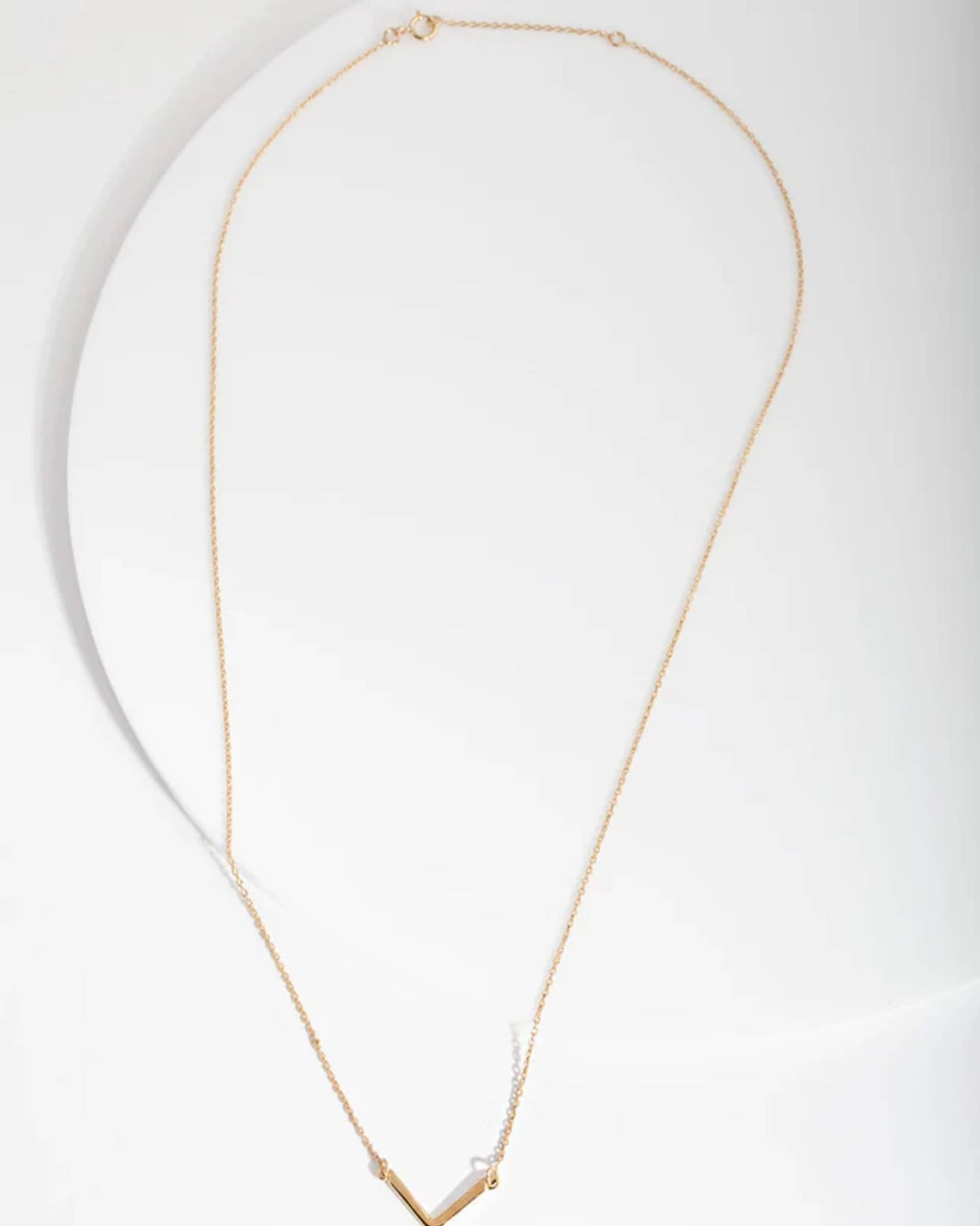 Gold Plated Sterling Silver V Pendant Necklace