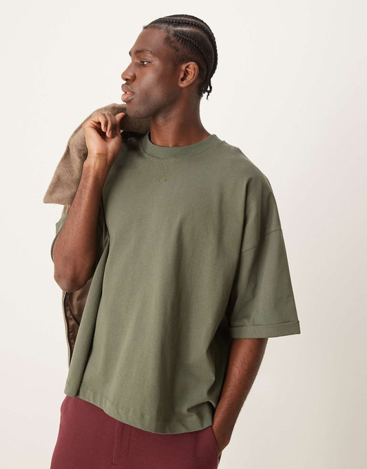 Heavyweight Extreme Oversized Rolled Sleeve T-Shirt 240Gsm