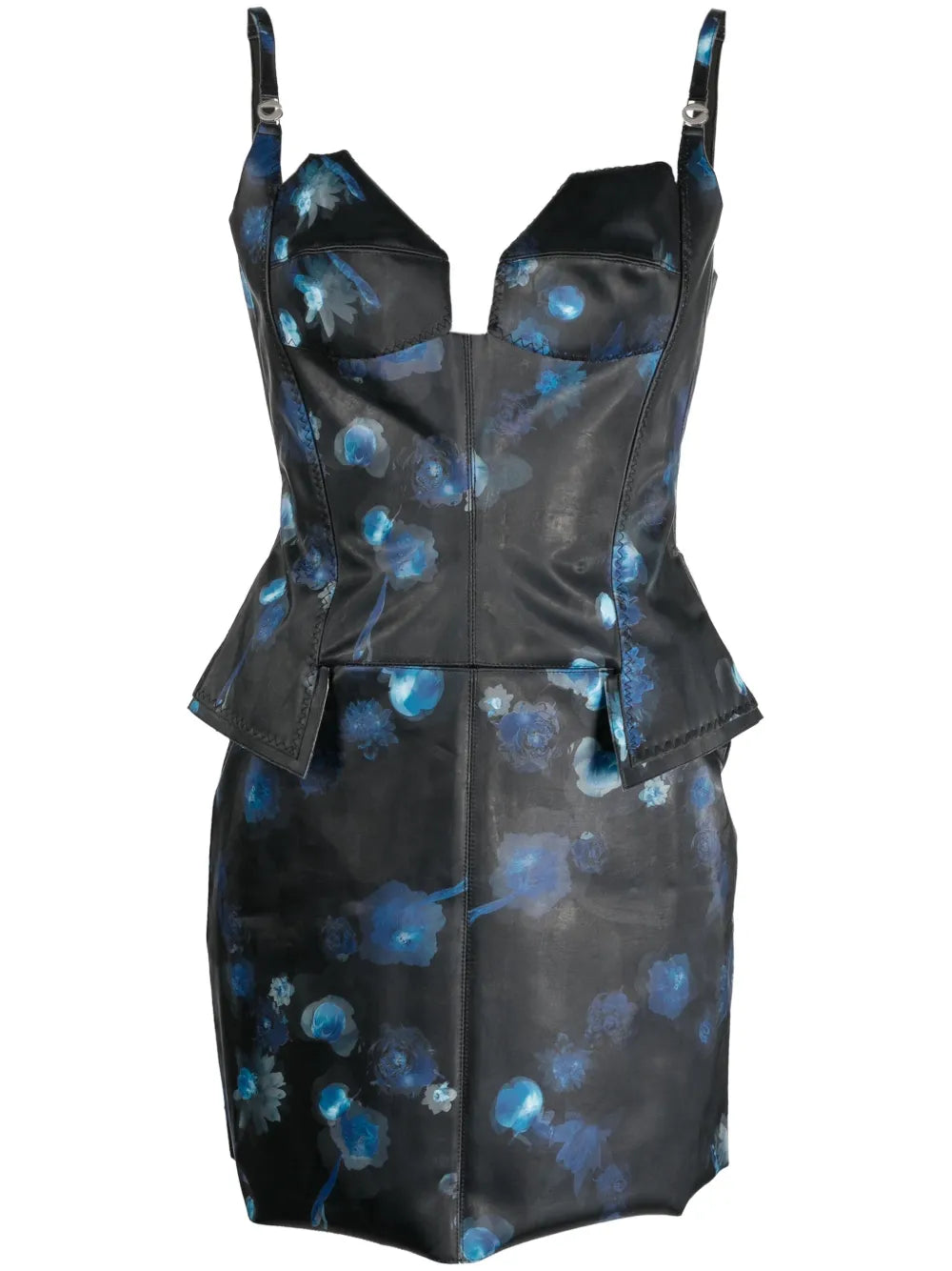 Holographic Floral-Print Minidress
