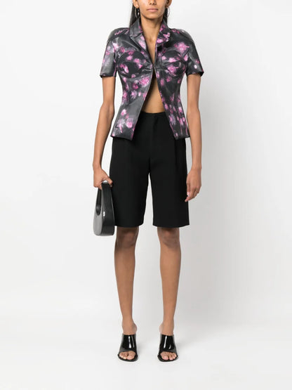Holographic Short-Sleeved Fitted Jacket
