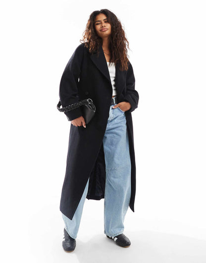 Kia Wool Blend Oversized Coat With Tie Waist Detail