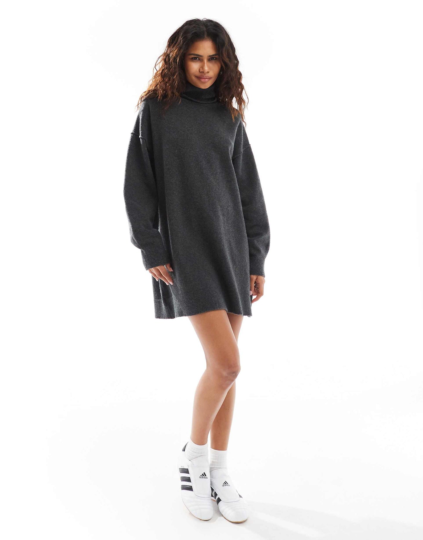 Annie Wool Blend Roll Neck Knitted Mini Dress