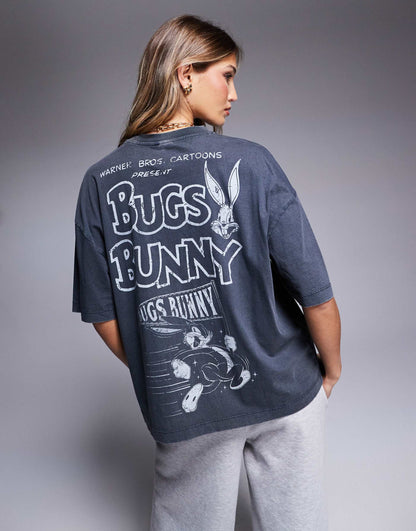 Unisex Oversized License T-Shirt With Bugs Bunny Looney Tunes Prints