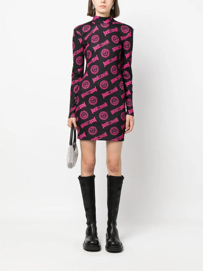 Jacquard Logo-Motif Mini Dress