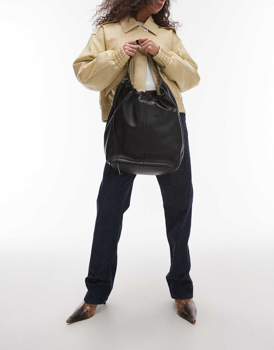 Lennox Leather Tote With Ruche Detail