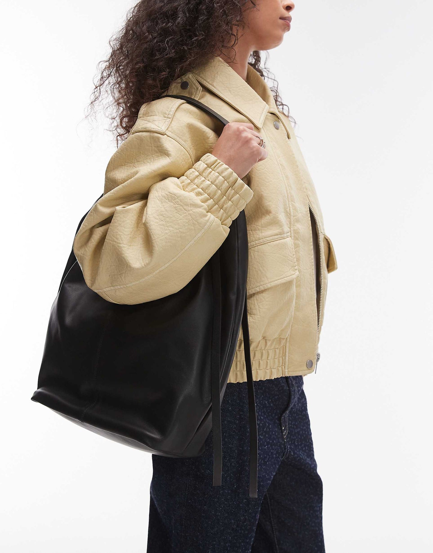 Lennox Leather Tote With Ruche Detail