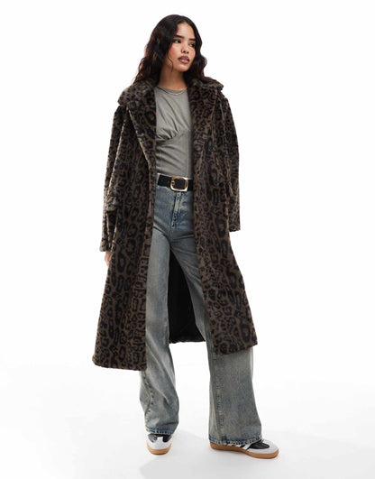 Str Faux Fur Duster Coat