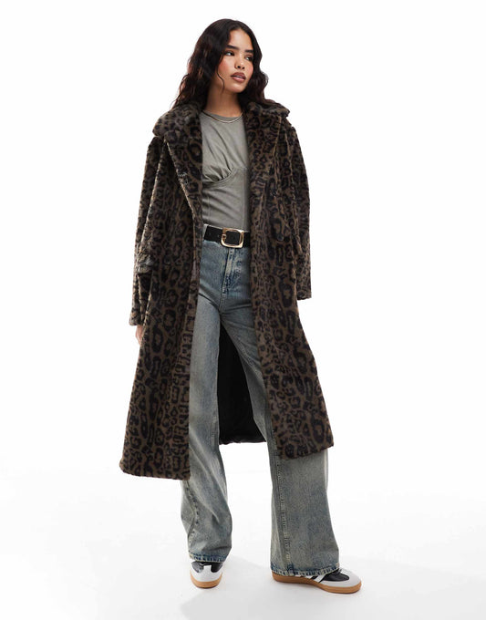 Str Faux Fur Duster Coat