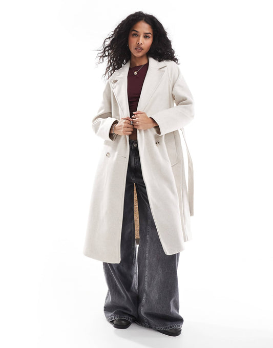 Wool Look Jacket With Tie Detail