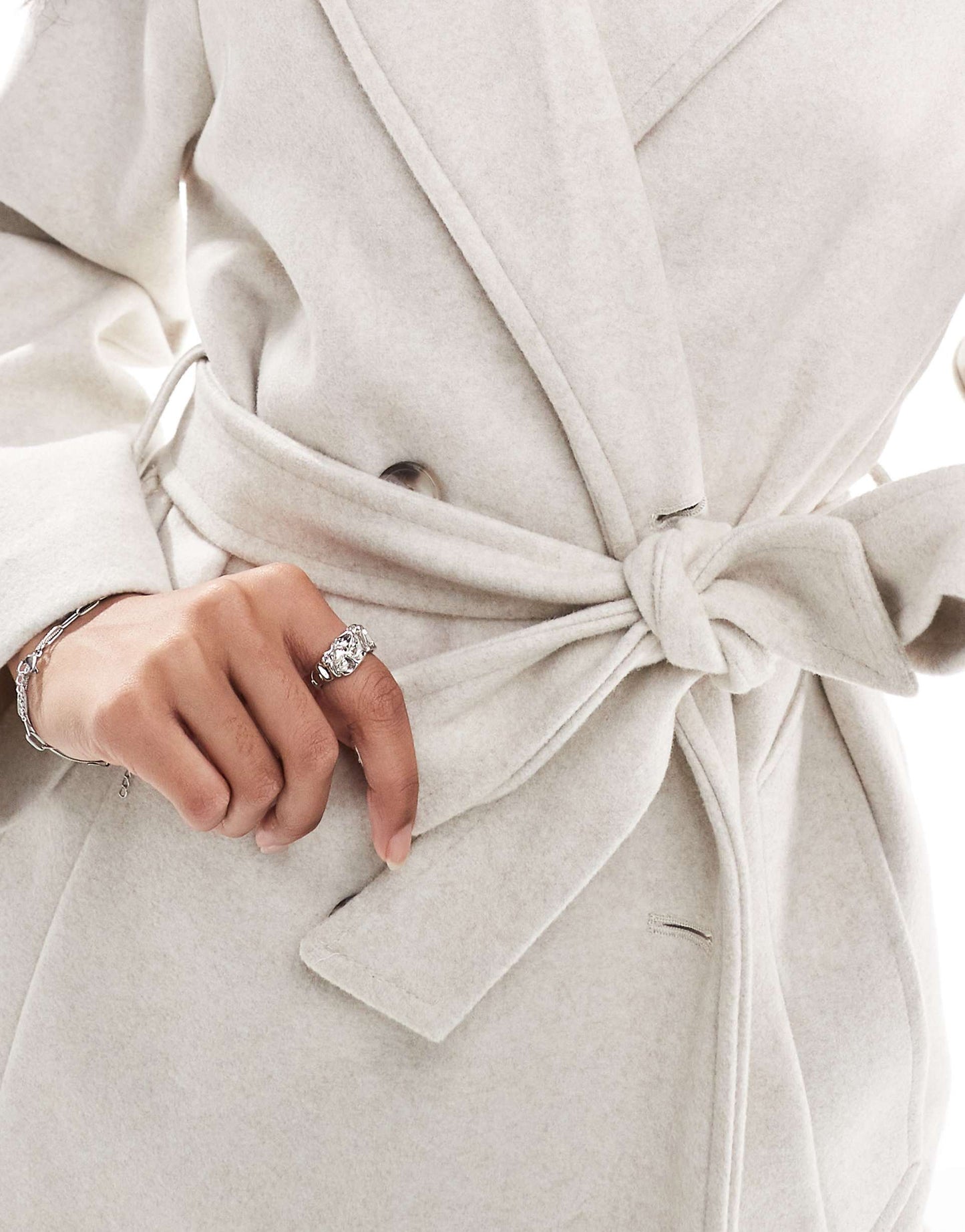 Wool Look Jacket With Tie Detail
