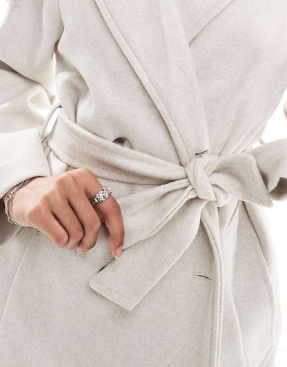 Wool Look Jacket With Tie Detail