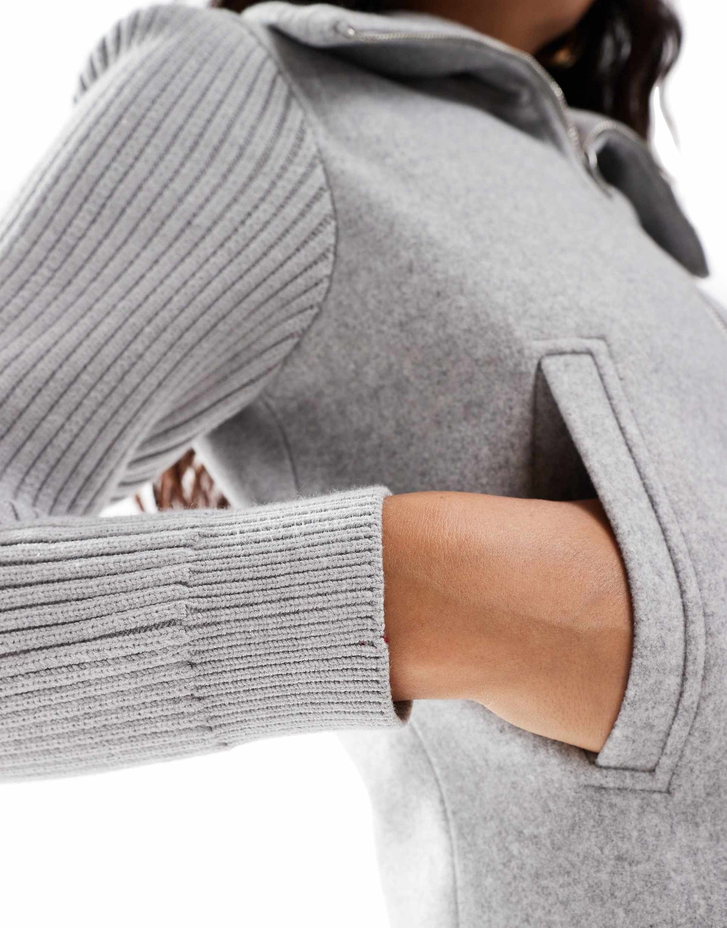 Ribbed Sleeve Jacket