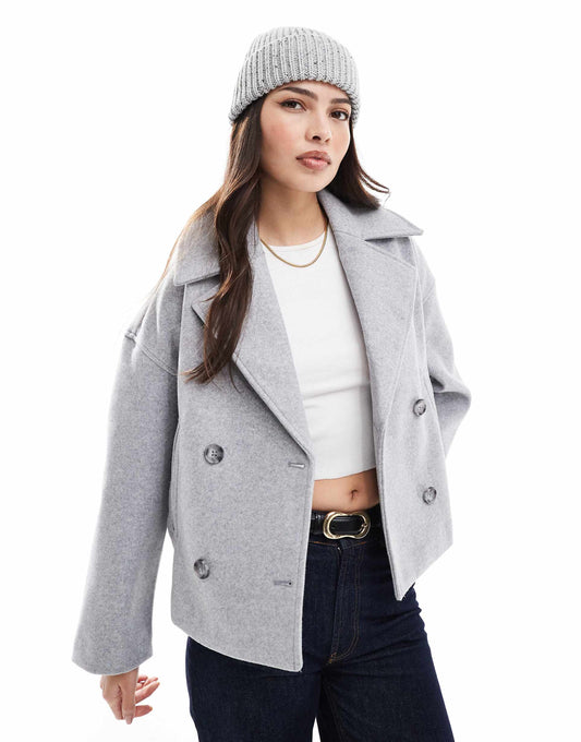 Button Down Wool Look Jacket
