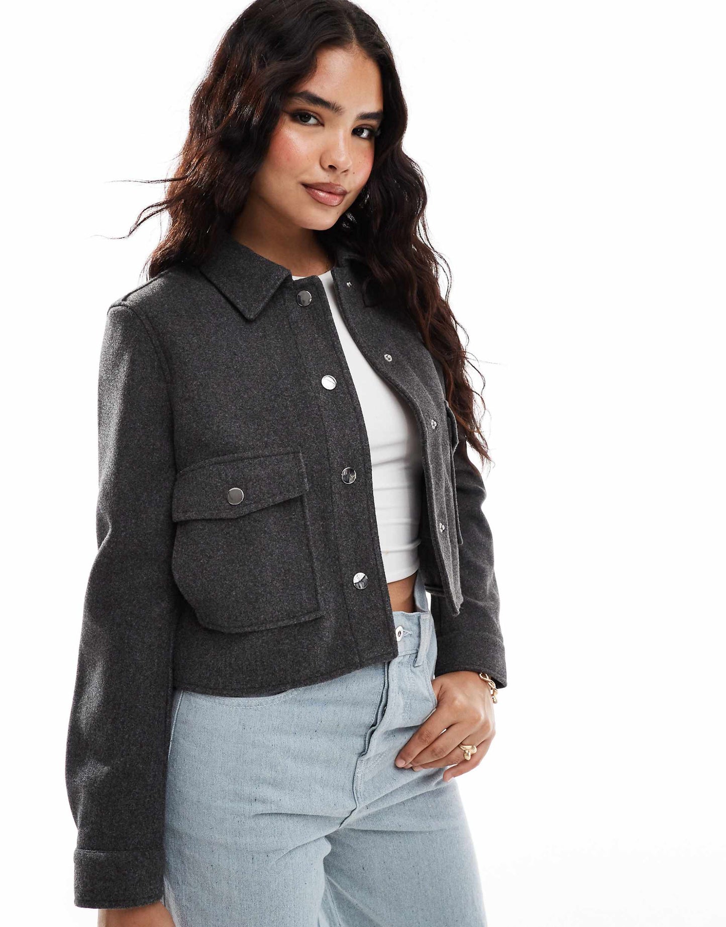 Boxy Wool Look Jacket