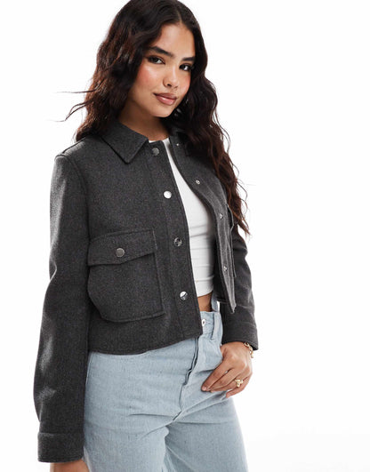 Boxy Wool Look Jacket