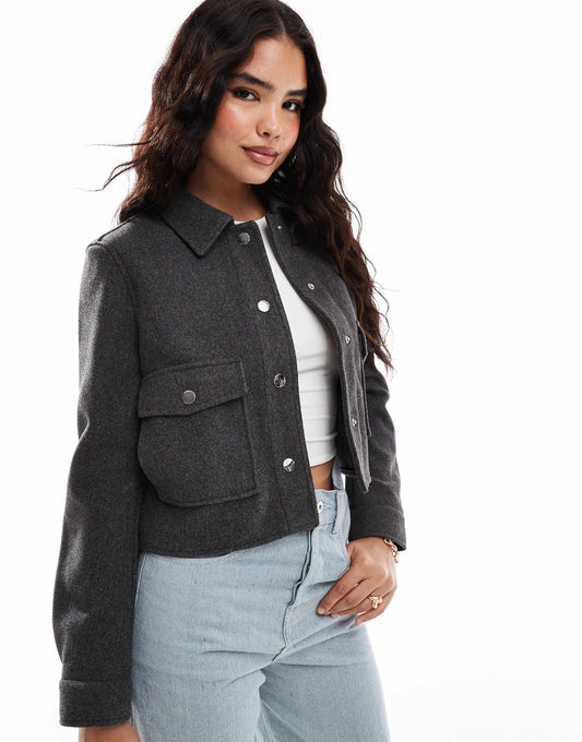 Boxy Wool Look Jacket