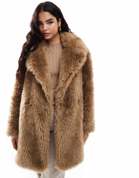 Str Mid Length Faux Fur Jacket