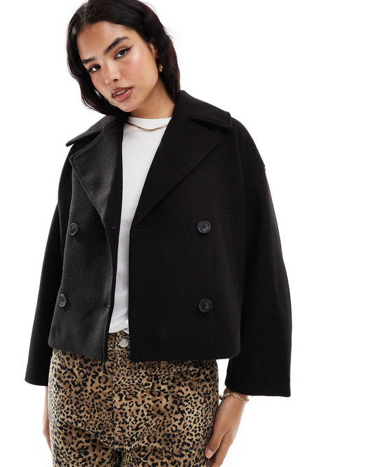 Button Down Wool Look Jacket