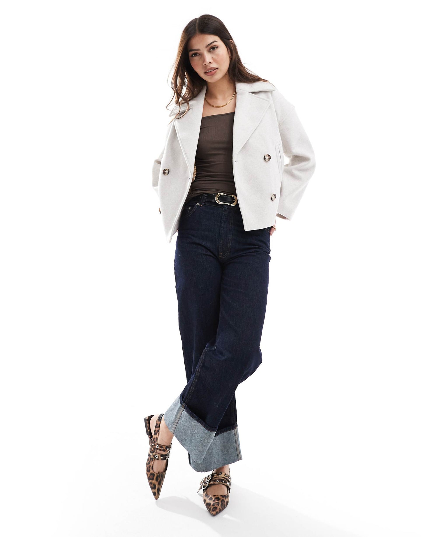 Button Down Wool Look Jacket