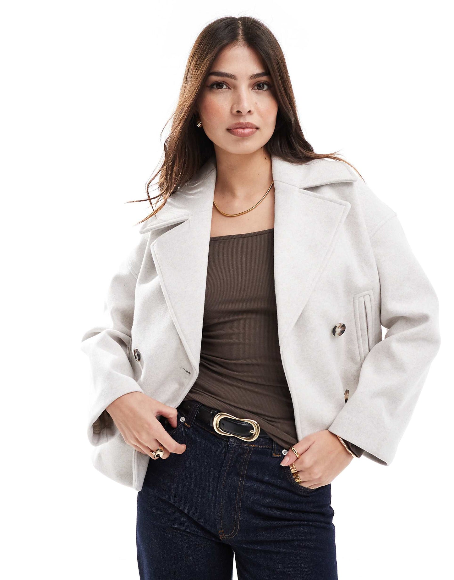Button Down Wool Look Jacket