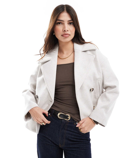 Button Down Wool Look Jacket