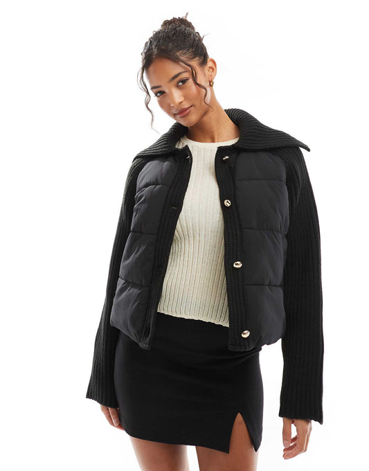 Knitted Sleeve Puffer Jacket