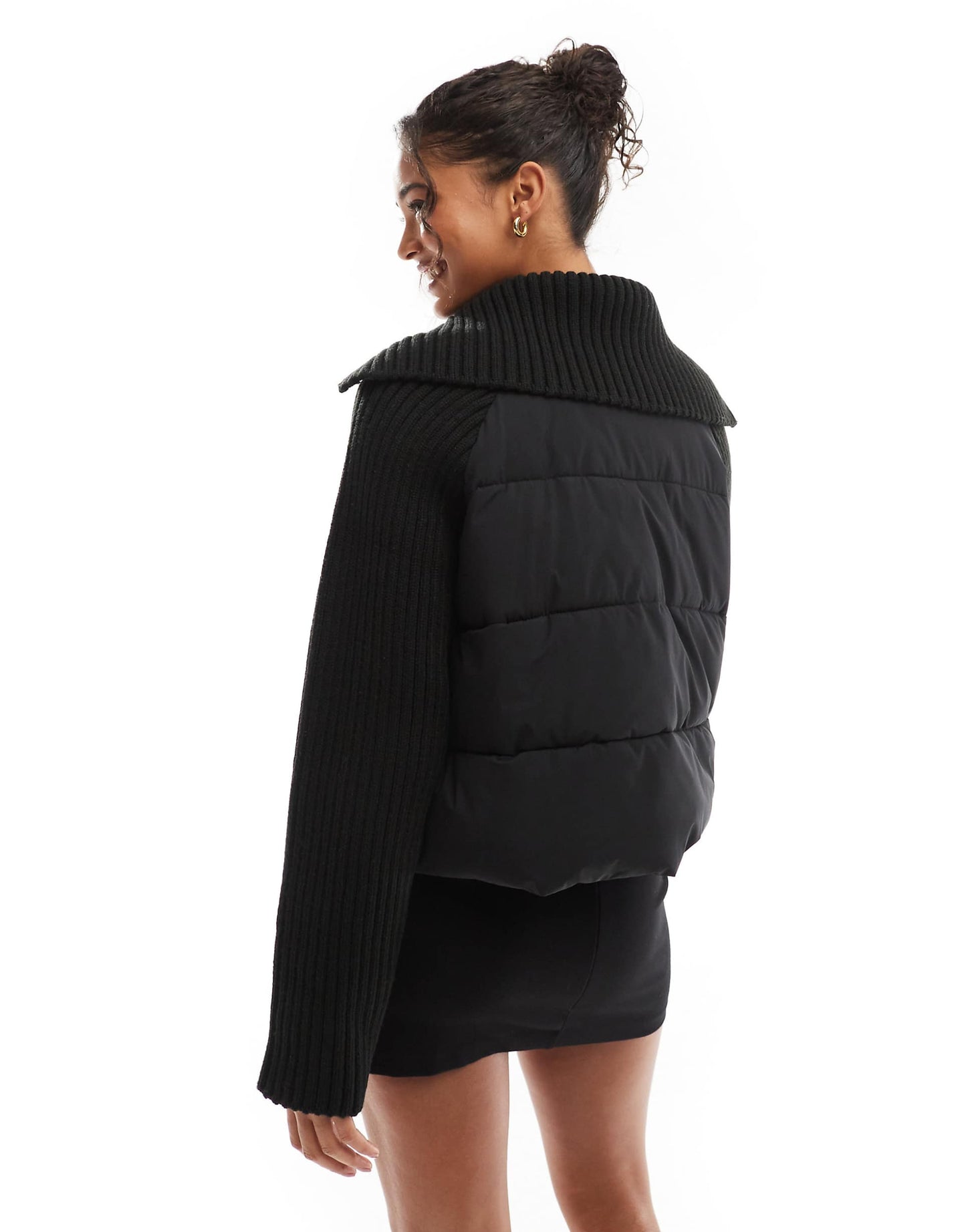Knitted Sleeve Puffer Jacket
