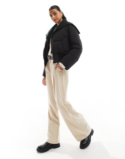 Knitted Collar Puffer Jacket