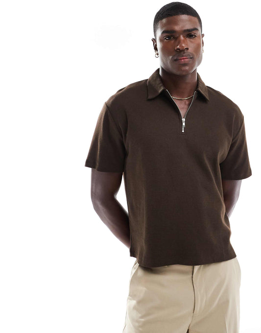 Relaxed Boxy Zip Polo