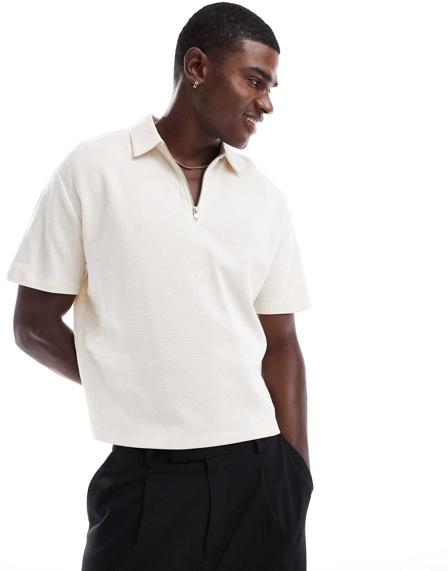 Relaxed Boxy Zip Polo